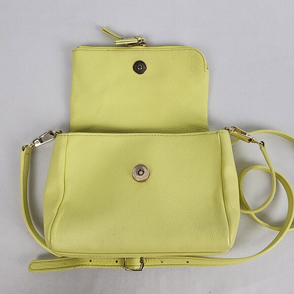Talbots Neon Yellow Leather Crossbody Purse - Picture 6 of 13